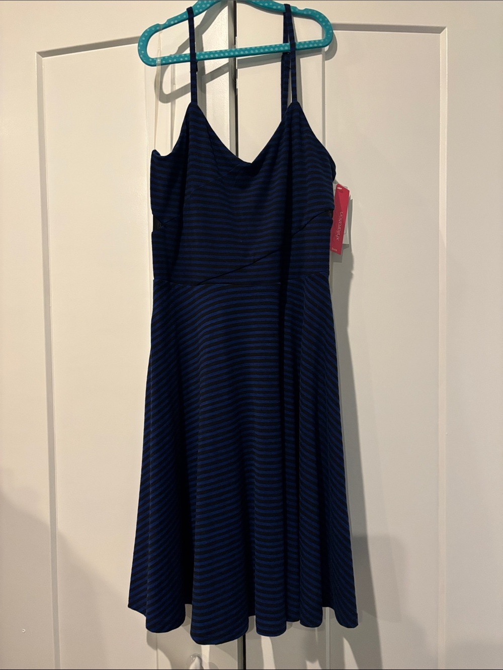Xhilaration Blue and Black Striped Spaghetti Strap Dress